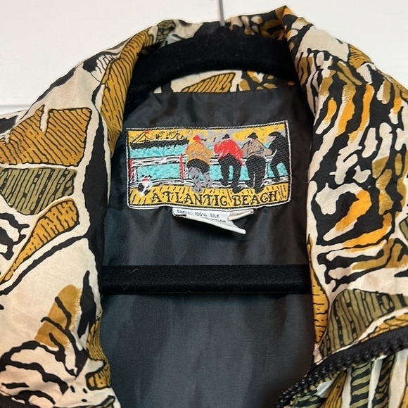 Vintage Atlantic Beach 100% silk tropical and tiger print bomber jacket set - Picture 1 of 14